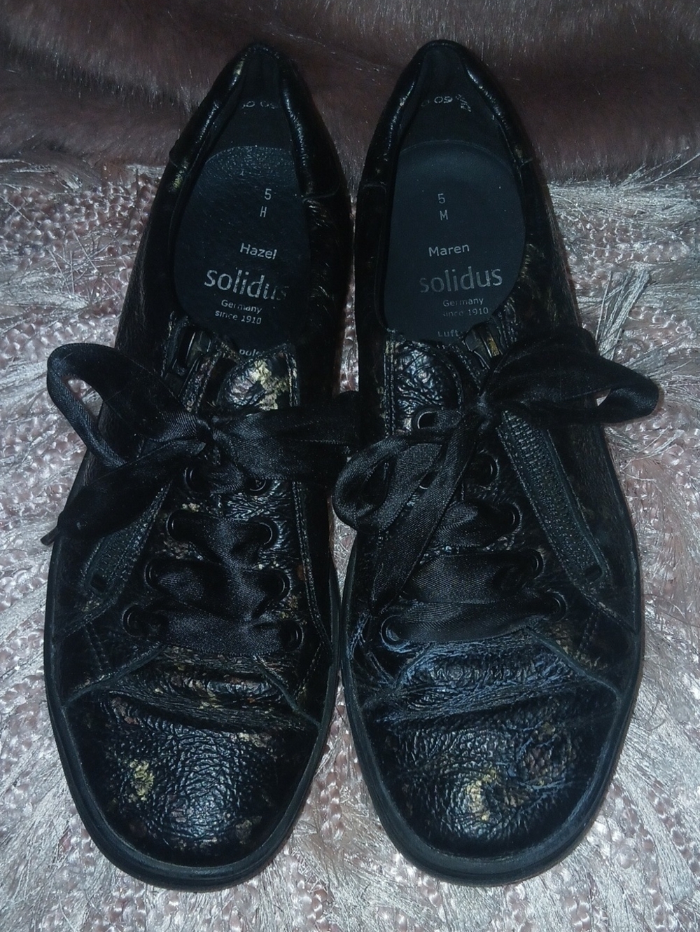 Solidus Women's Black & Gold Leopard Print Sneakers W/ Side Zip